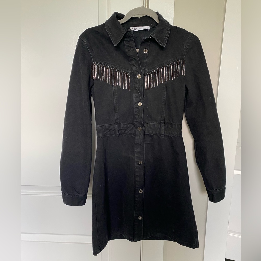 Zara Denim Dress with Fringe